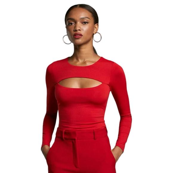 Aritzia Tops - Aritzia Babaton Watt Long Sleeve Fitted Cropped Long Sleeve Cutout Top Small
